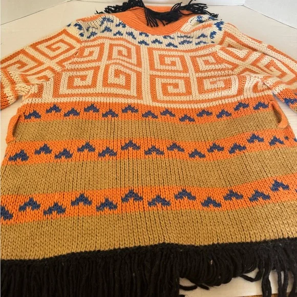 Mother Runaway Child Open Cardigan Fringe Coral Women’s Sz Large Alpaca NO BELT - Picture 10 of 14